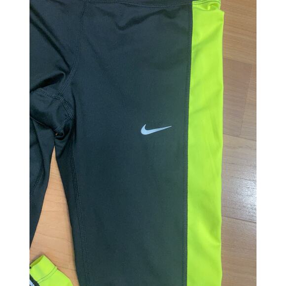 Nike One Performance Dri-Fit Leggings Black Green High Waist Size S - Picture 6 of 14
